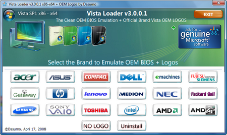 Vista Loader 3.0.0.1 (WinVista SP1 Ediciones x86&x64) 