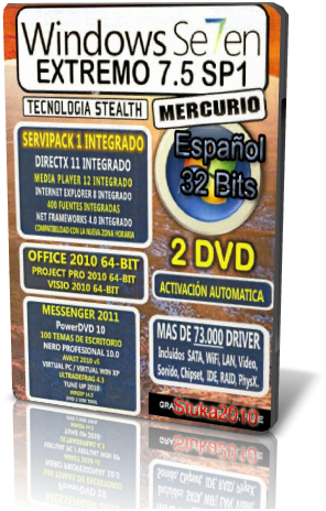 Windows 7 Extremo 7.5 SP1 Mercurio. 32 Bits. Español