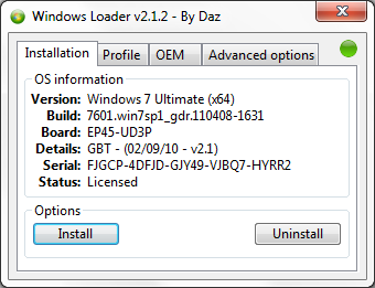 Windows Loader v2.1.2 by Daz